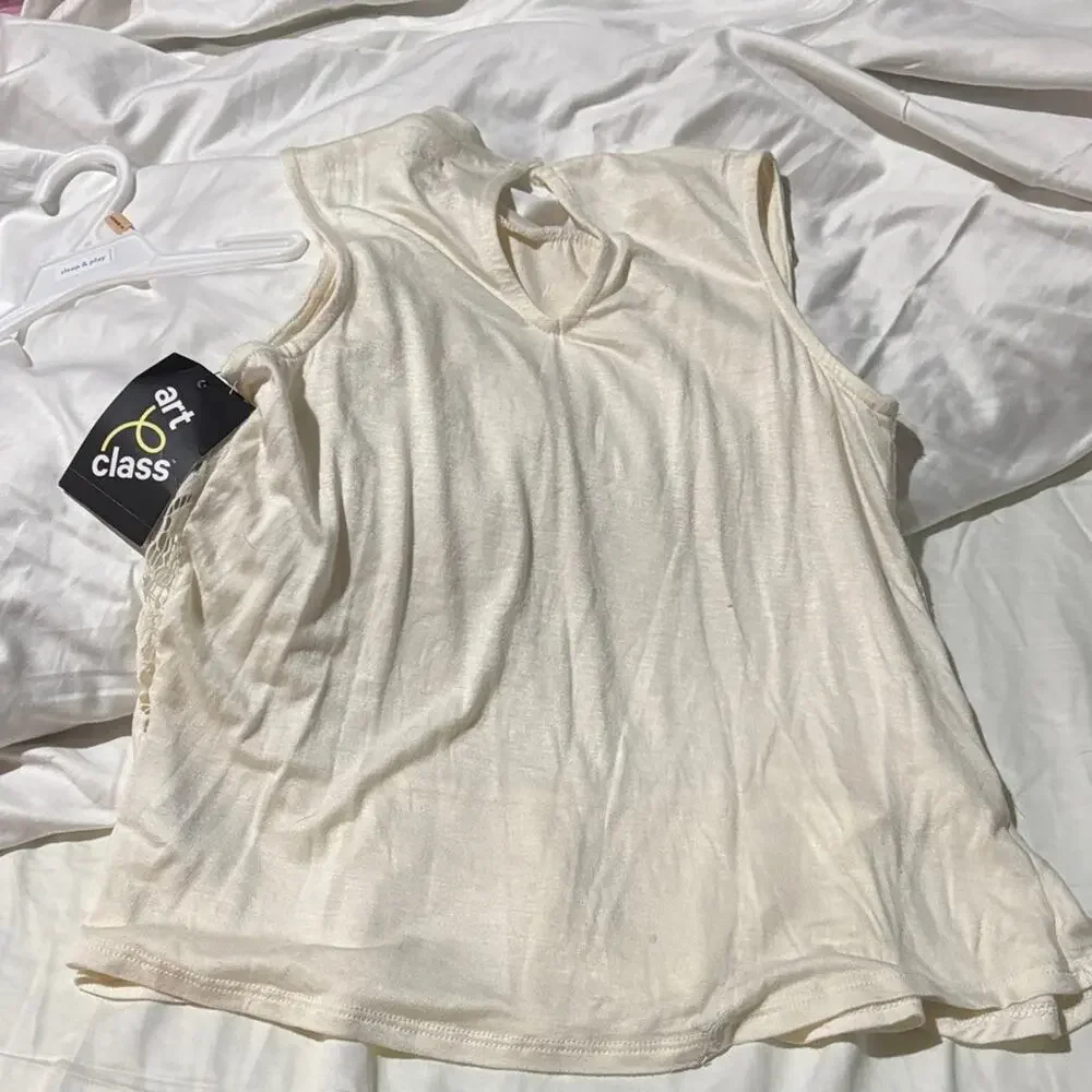 Art Class S 6/6x Ivory Lace Ruffle peplum sleeveless top very soft nwt